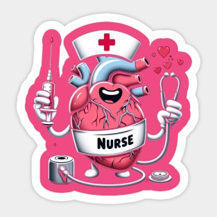 funny medical pun cardiac nurse - Caring Heart Nurse Illustration Sticker